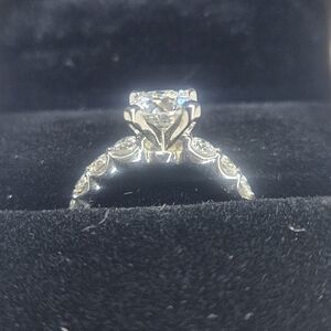 Peveli 1.25ct Solitaire Moissanite Engagement Ring Chanel Set Band NWT Wedding